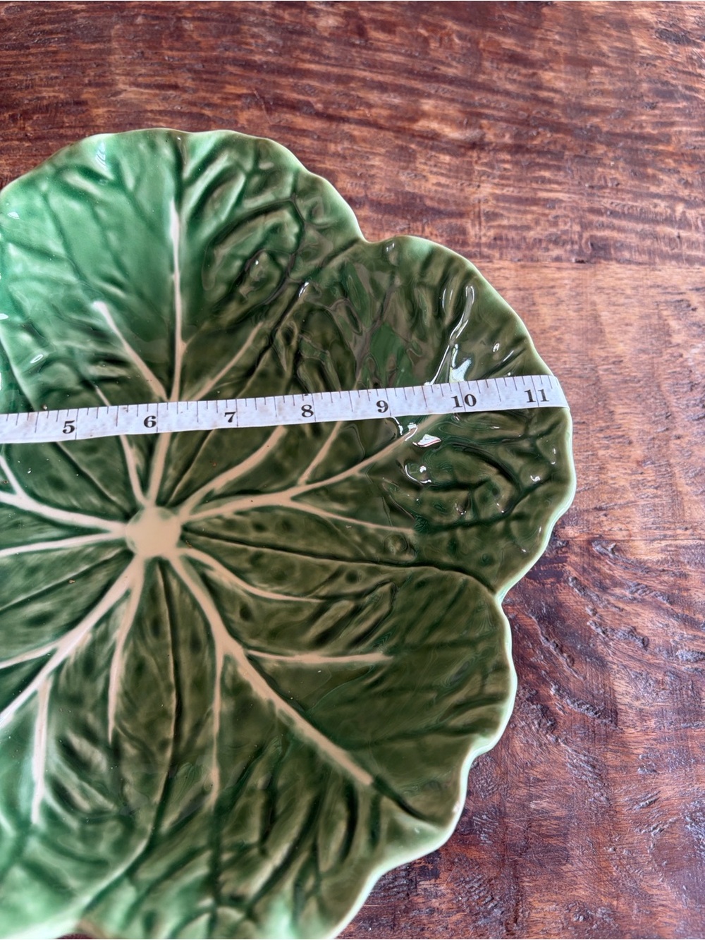 Bordallo Pinheiro Portugal Large Cabbage Serving Bowl Green Majolica 11" - Picture 4 of 6